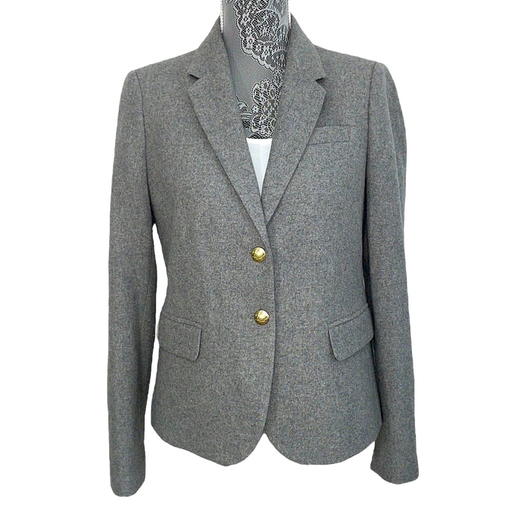 J. Crew Heather Gray Blazer with Gold Accents